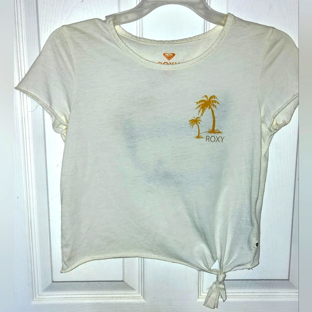 Roxy Surf Junior Women's Size XS Off White Side Tye Short Sleeve Tee